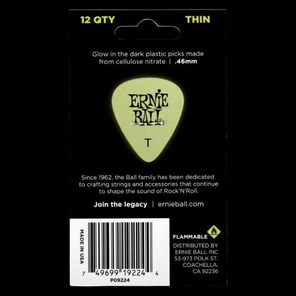 Ernie Ball Super Glow Cellulose Picks (12 ตัว) - Image 2
