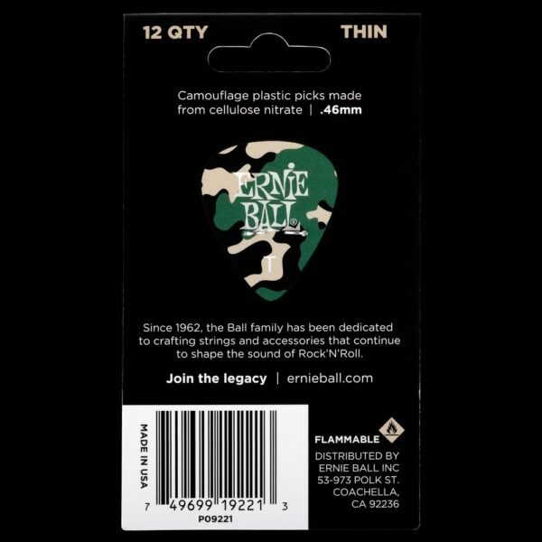 Ernie Ball Camouflage Cellulose Picks (12 ตัว) - Image 3